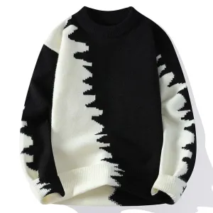 Aidase Dragon Graffiti Color Blocked Fashion Knitted Sweaters Men's Knitwear Warm Pullover High Quality Mens Casual Loose Male Jumpers