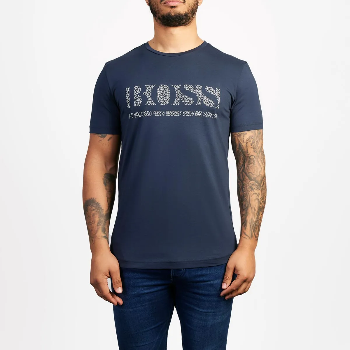 BOSS Tee Pixel T-Shirt in Navy