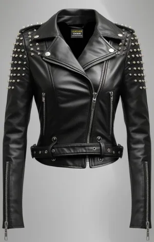 Gemma Black Biker Leather Jacket