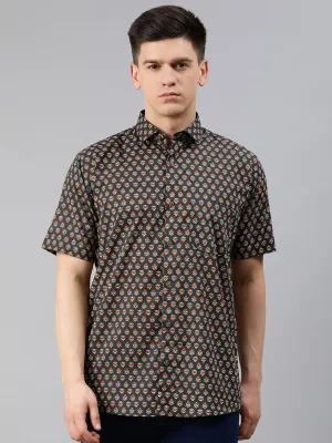 Gray Cotton Short Sleeves Shirts For Men-Mmh027