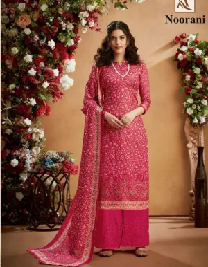 Noorani Pure Pashmina Suit Dress Material For Women Pink