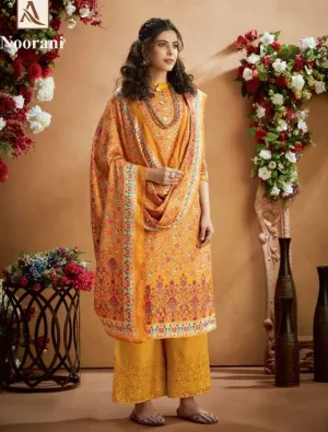 Noorani Pure Pashmina Suit Dress Material For Women Yellow