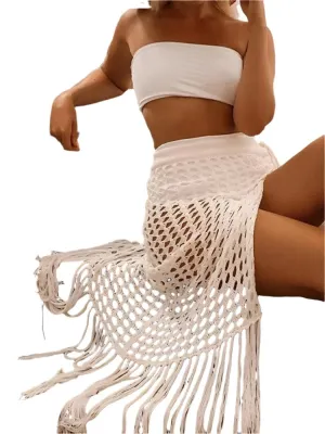 TEEK - Knit Split Tassel Beach Skirt